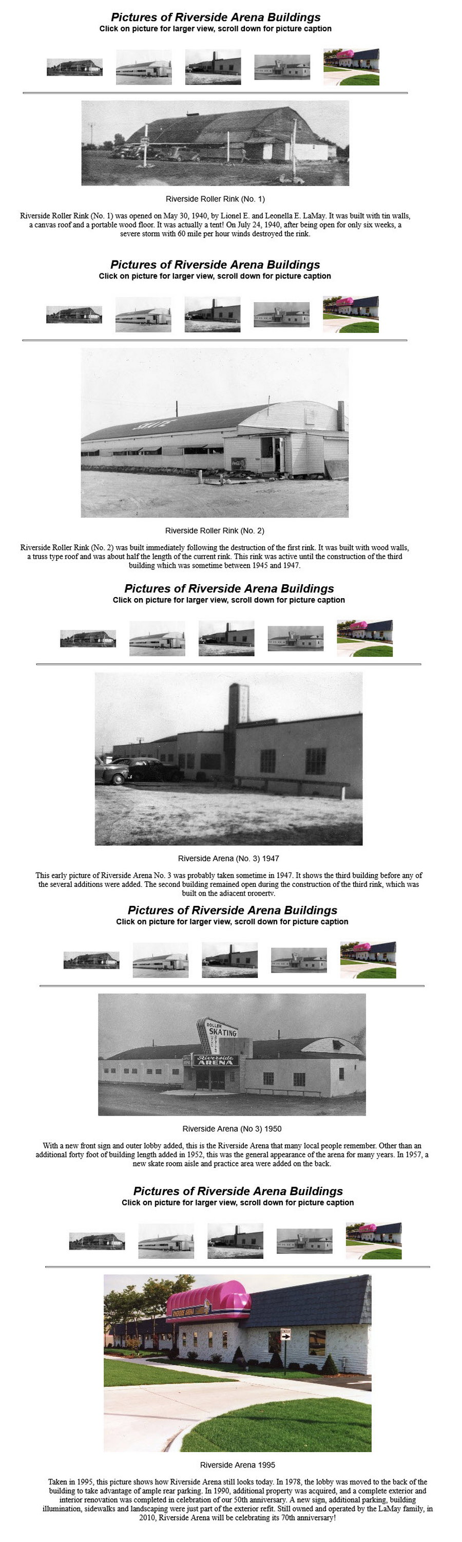 Riverside Arena - History Of The Rink In Photos From The Website (newer photo)